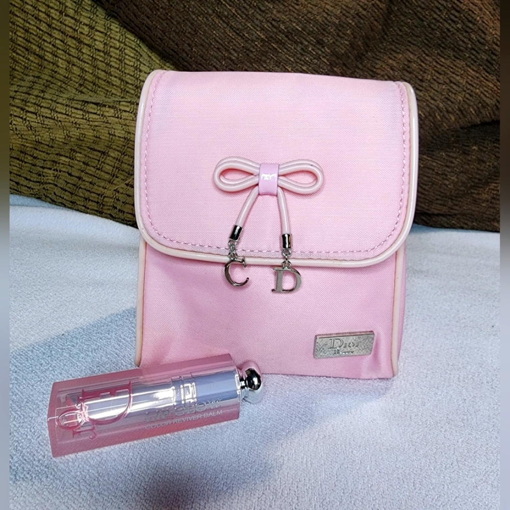 Dior Beauty Makeup kit pouch with Dior Addict Lip glow